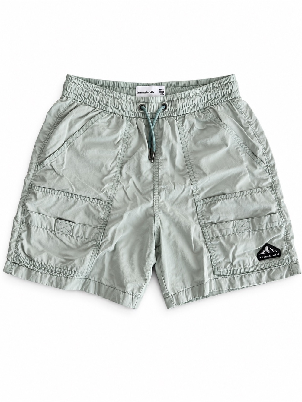 Abercrombie & Fitch Men's Sage Green Cargo Swim Shorts